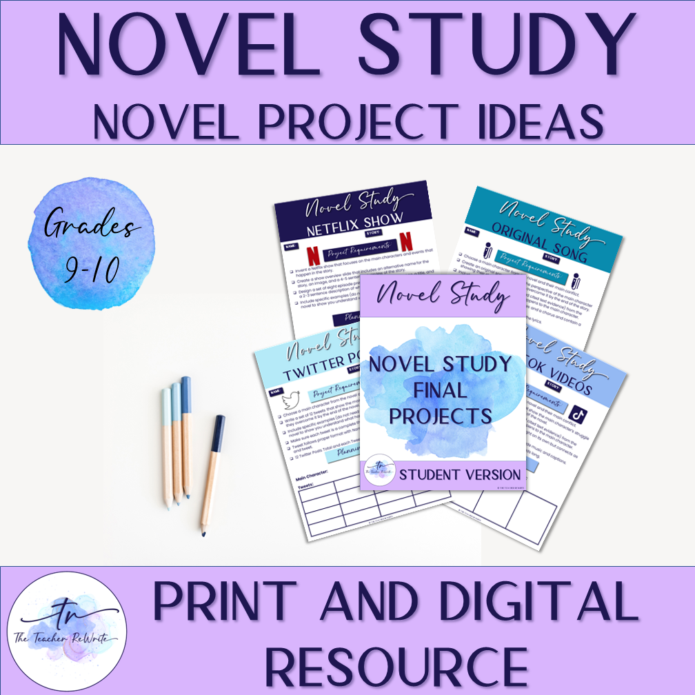 Novel Study Project Ideas - The Teacher ReWrite